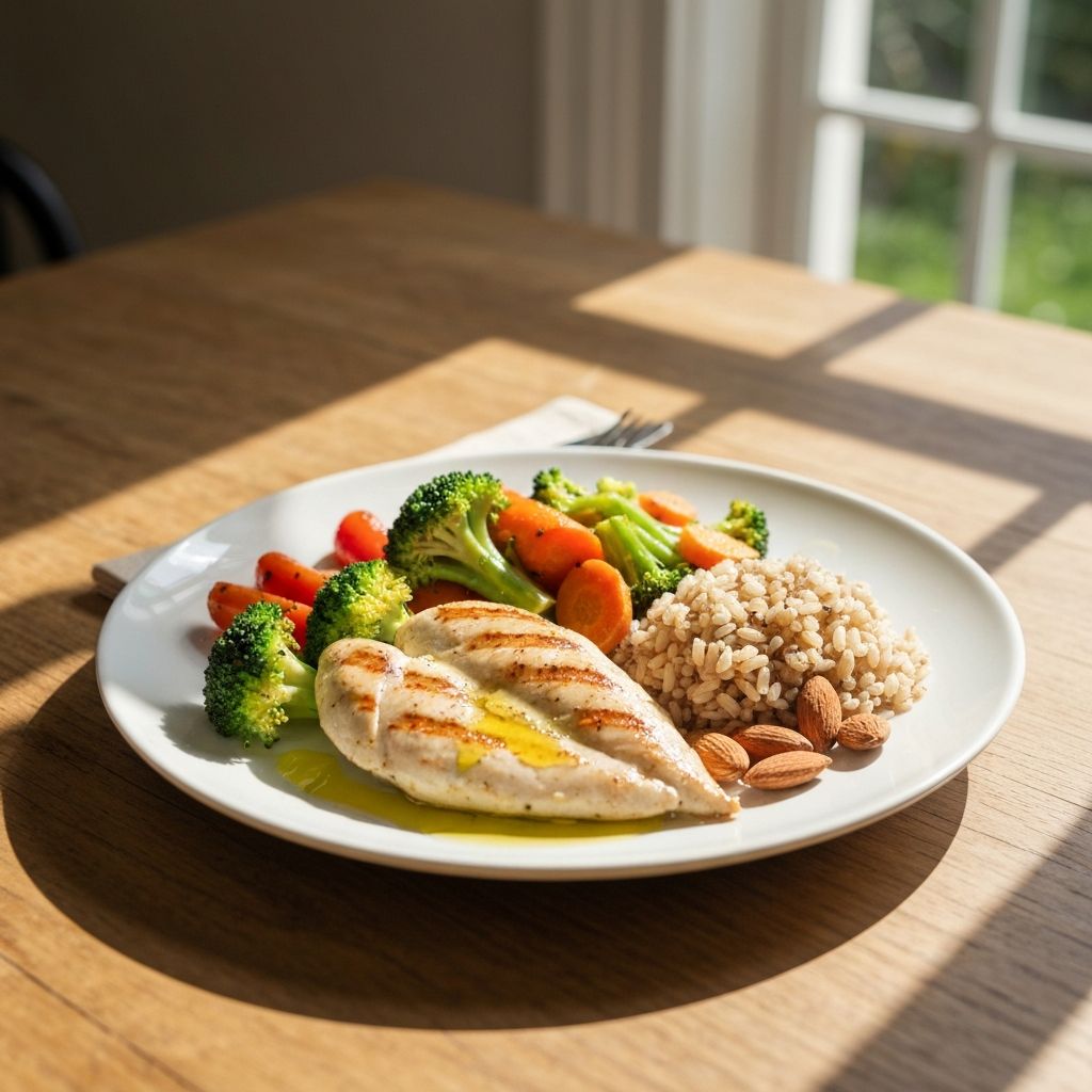 Balanced meal plate with various nutrients